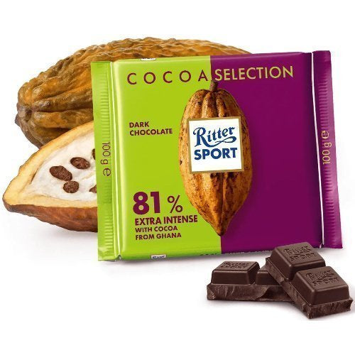 Ritter Sport Dark Chocolate 81% Cacao Extra Intense 3.5oz