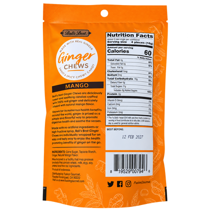 BALI’S BEST GINGER CHEWS – MANGO 5.08 OZ
