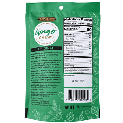 BALI'S BEST GINGER CHEWS - ORIGINAL 5.08 OZ