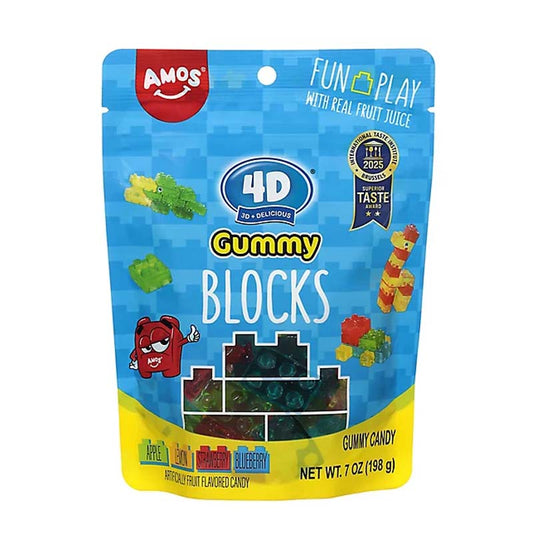 Amos Peelerz Fruit Gummy Block, Peelable, 7 oz Bag