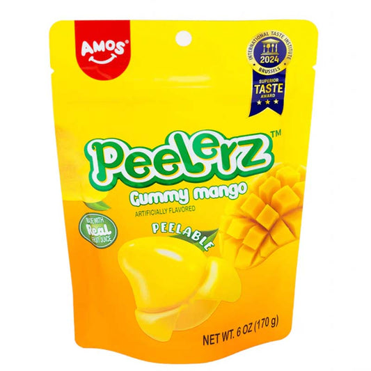 Amos Peelerz Fruit Gummy Candy, Mango Flavor, Peelable, 6 oz Bag