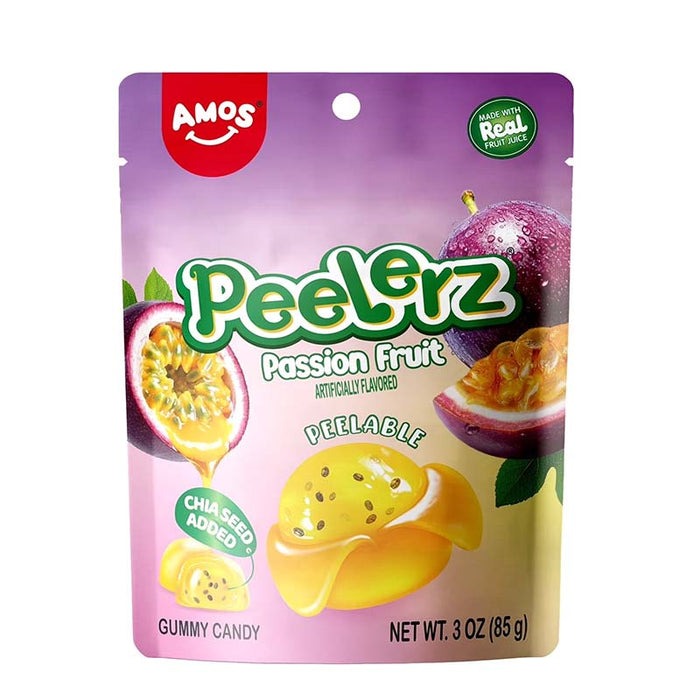 Amos Peelerz Fruit Gummy Candy, Passion Fruit Flavor, Peelable, 6 oz Bag