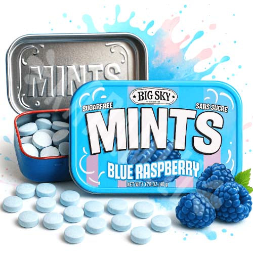 Big Sky Blue Raspberry Sugar Free Mint, Tin