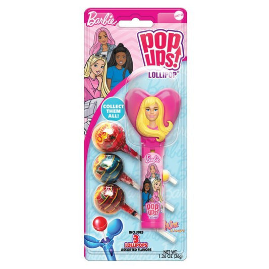 Barbie Pop Ups Lollipop Blister 1.26oz – Barbie Candy Toy with Pop Up Lollipop Dispenser & 3 Assorted Flavors