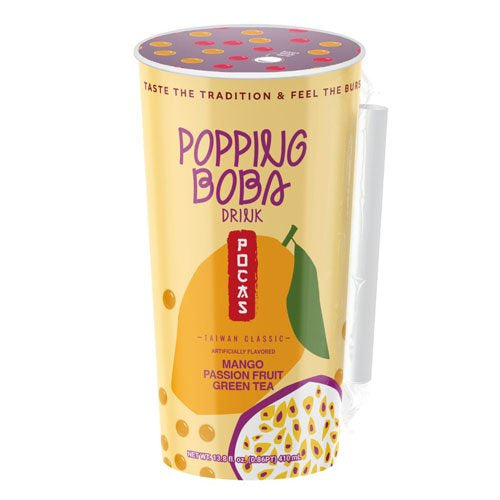 Pocas Popping Boba rtd Mango Passion Fruit Green Tea 13.8oz