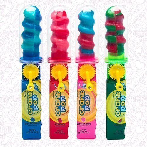 Crank Pop 4ct – Spinning Crank Lollipop Toy Candy with 4 Fruity Flavors