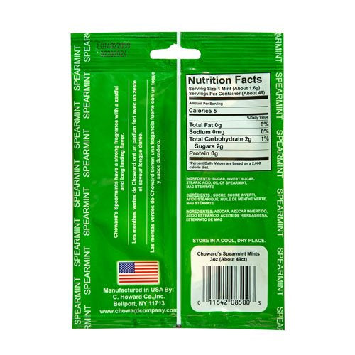 Choward's Spearmint Mints Peg Bag