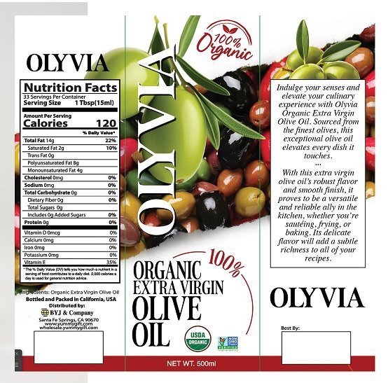 OlyVia Organic Extra Virgin Olive Oil 500gr