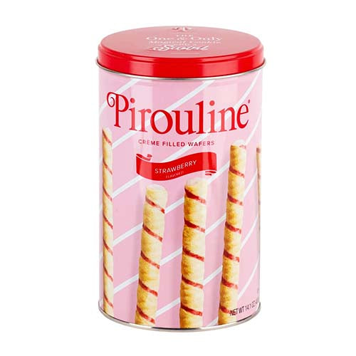 Pirouline Strawberry Creme Filled Roll Wafer 14oz Tin