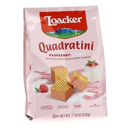 Quadratini, Raspberry-Yogurt creme-filled wafers, 7.76oz