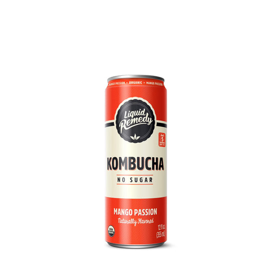 Liquid Remedy Kombucha Mango Passion Fruit 12oz Sugar Free – Low Calorie Probiotic Beverage