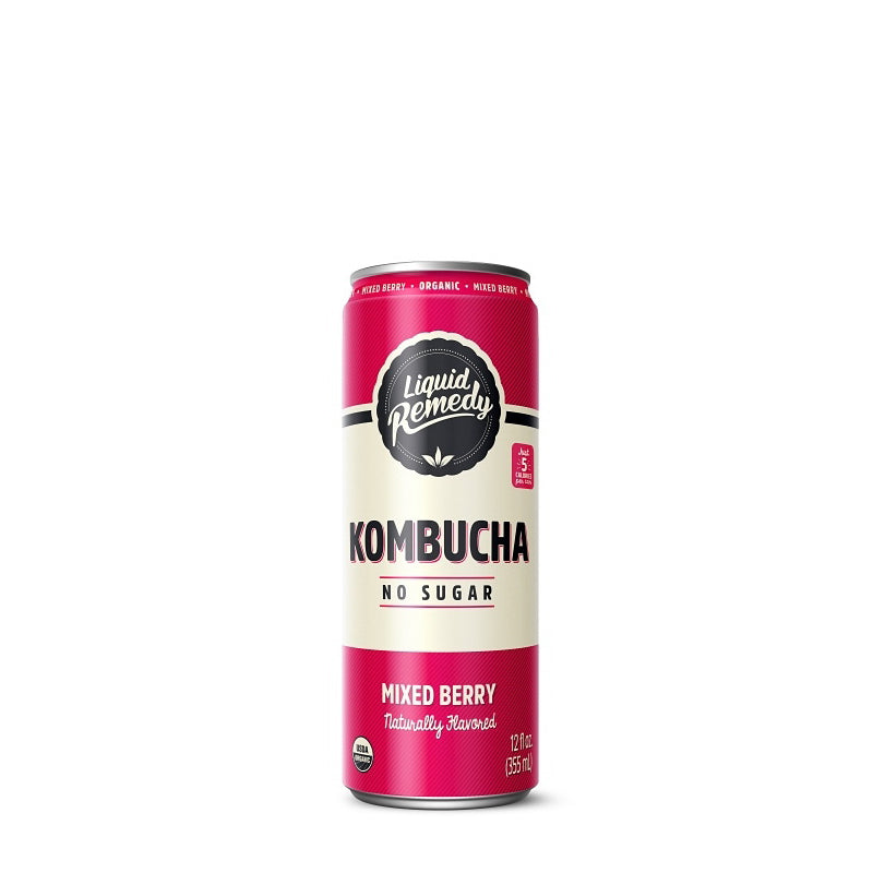 Liquid Remedy Kombucha Mixed Berry 12oz Sugar Free – Low Calorie Probiotic Beverage