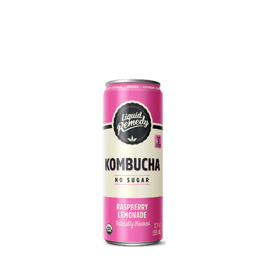 Liquid Remedy Kombucha Raspberry Lemonade 12oz Sugar Free – Low Calorie Probiotic Beverage