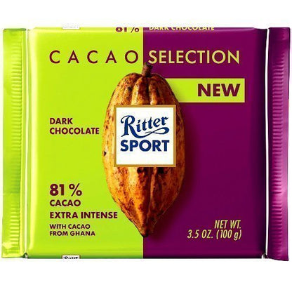 Ritter Sport Dark Chocolate 81% Cacao Extra Intense 3.5oz