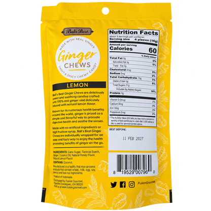 BALI’S BEST GINGER CHEWS – LEMON 5.08 OZ