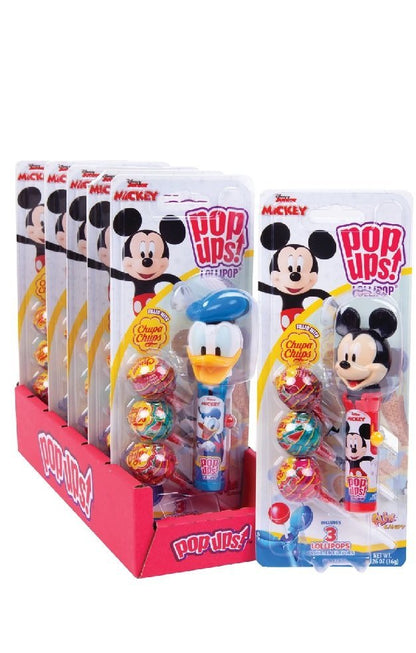 Disney Junior Pop Ups Lollipop Candy – Mickey & Donald Pop-Up Candy Dispenser with Chupa Chups Lollipops