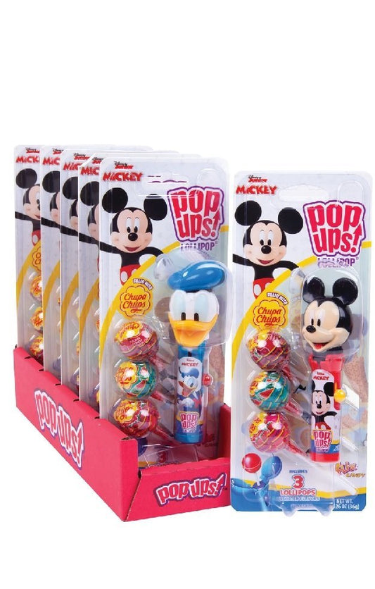 Disney Junior Pop Ups Lollipop Candy – Mickey & Donald Pop-Up Candy Dispenser with Chupa Chups Lollipops