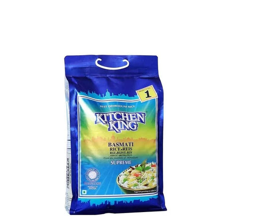 Kitchen King Supreme White Basmati Rice – 10 Lb (4.54 Kg) Resealable Bag from Pari