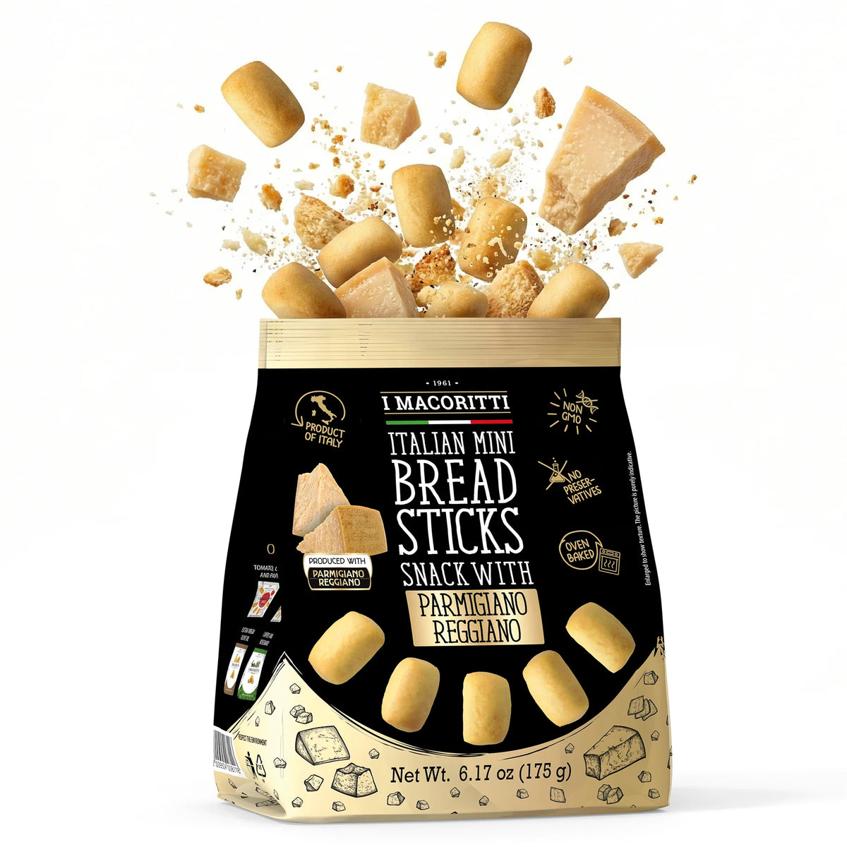 I Macoritti Mini Grissini with Parmigiano Reggiano, 6.17 oz (175 g)