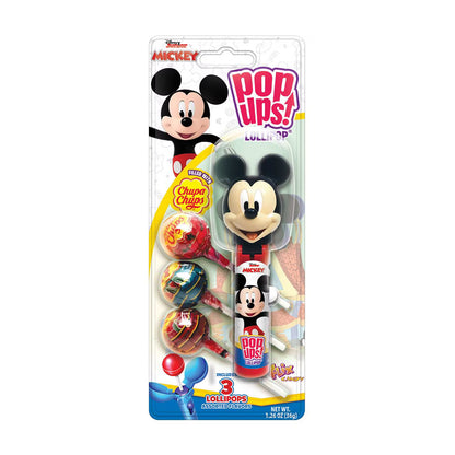 Disney Junior Pop Ups Lollipop Candy – Mickey & Donald Pop-Up Candy Dispenser with Chupa Chups Lollipops